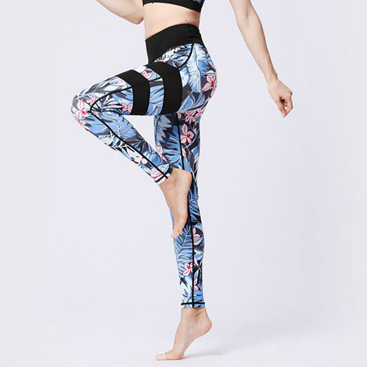 BWOOOH printed yoga leggings - Flower Petal Leaves Print Sports Exercis
