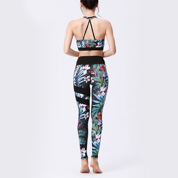 BWOOOH printed yoga leggings - Flower Petal Leaves Print Sports Exercis