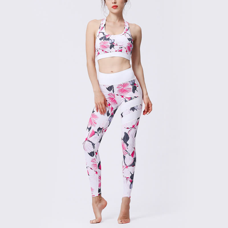 BWOOOH printed yoga leggings - Flower Petal Leaves Print Sports Exercis