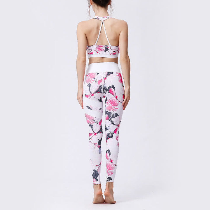 BWOOOH printed yoga leggings - Flower Petal Leaves Print Sports Exercis