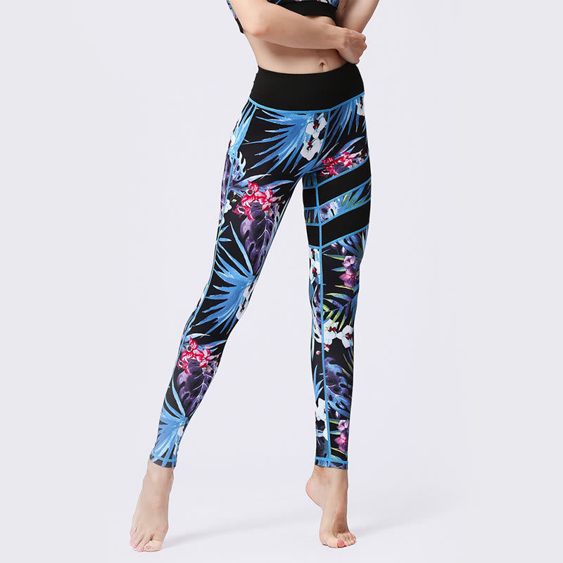 BWOOOH printed yoga leggings - Flower Petal Leaves Print Sports Exercis
