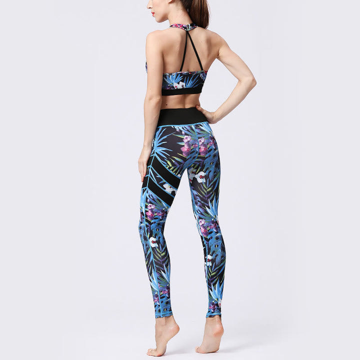 BWOOOH printed yoga leggings - Flower Petal Leaves Print Sports Exercis