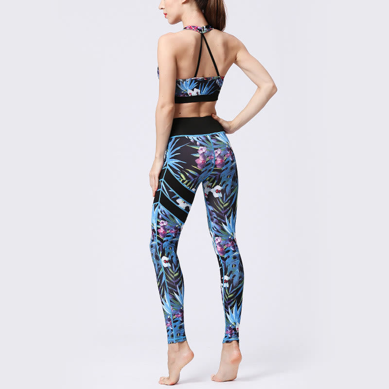 BWOOOH printed yoga leggings - Flower Petal Leaves Print Sports Exercis