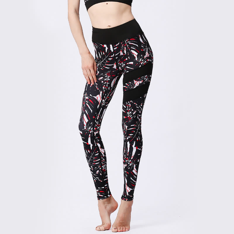 BWOOOH printed yoga leggings - Flower Petal Leaves Print Sports Exercis