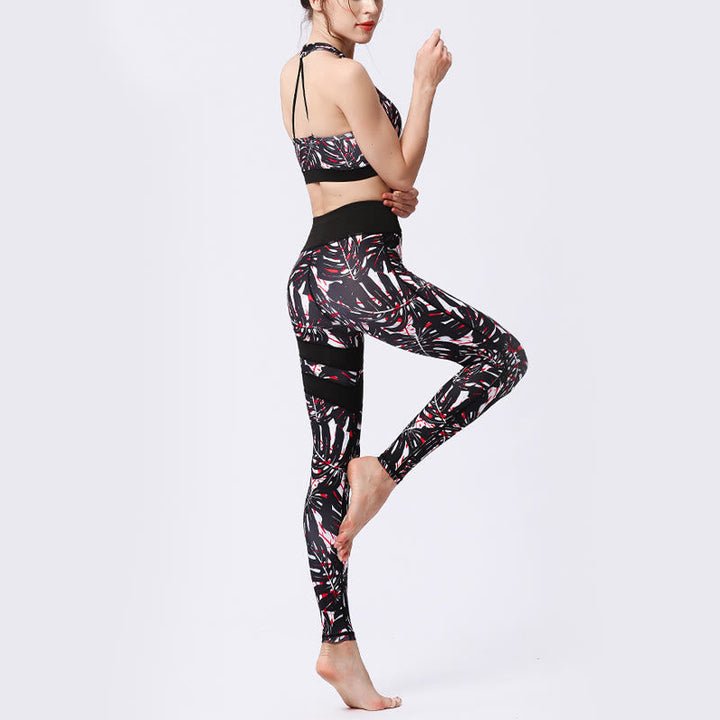 BWOOOH printed yoga leggings - Flower Petal Leaves Print Sports Exercis