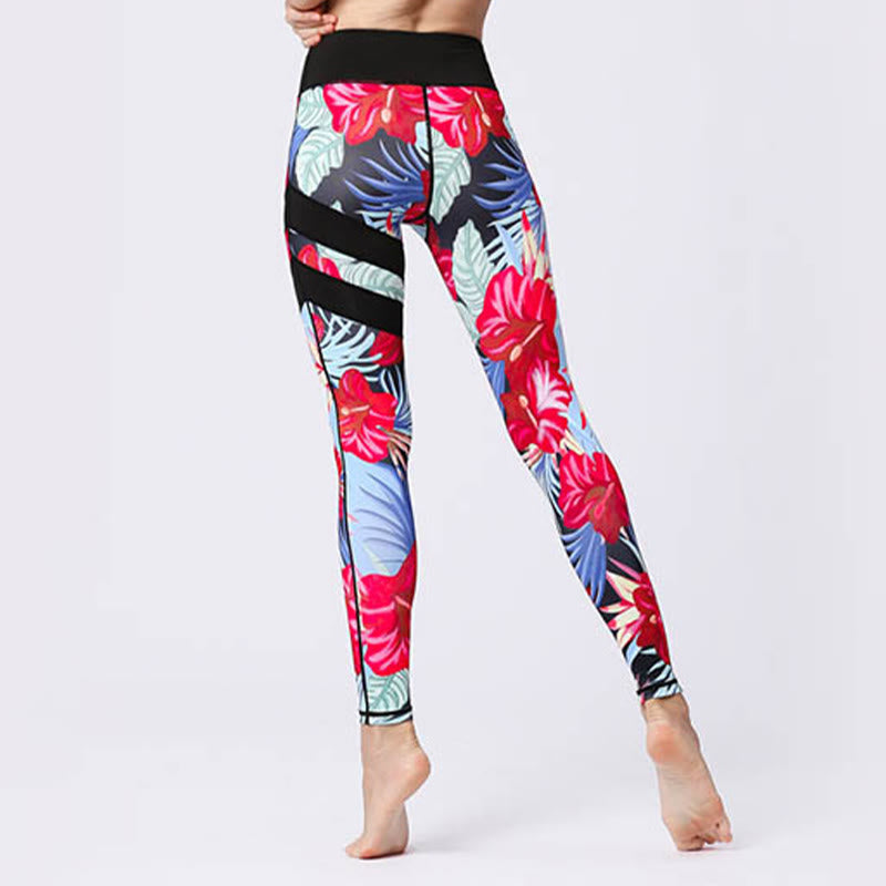 BWOOOH printed yoga leggings - Flower Petal Leaves Print Sports Exercis