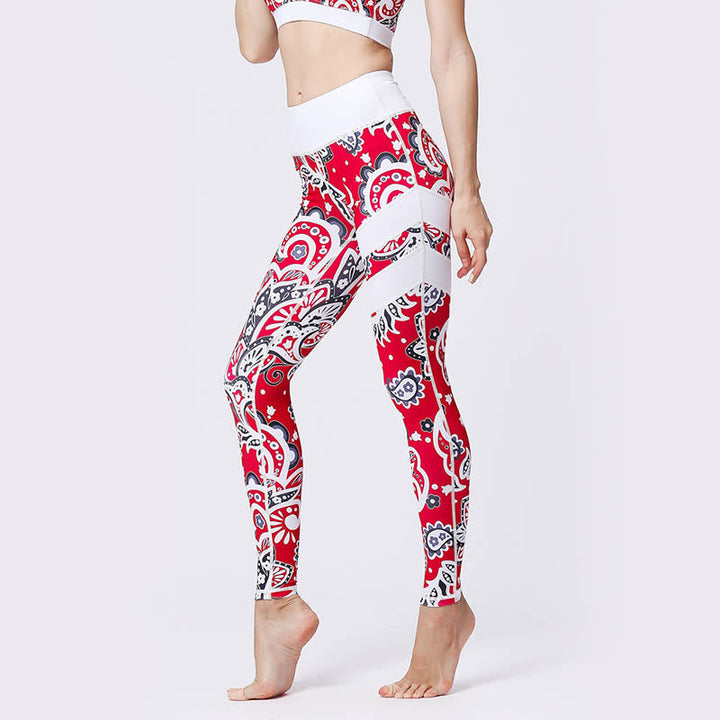 BWOOOH printed yoga leggings - Flower Petal Leaves Print Sports Exercis