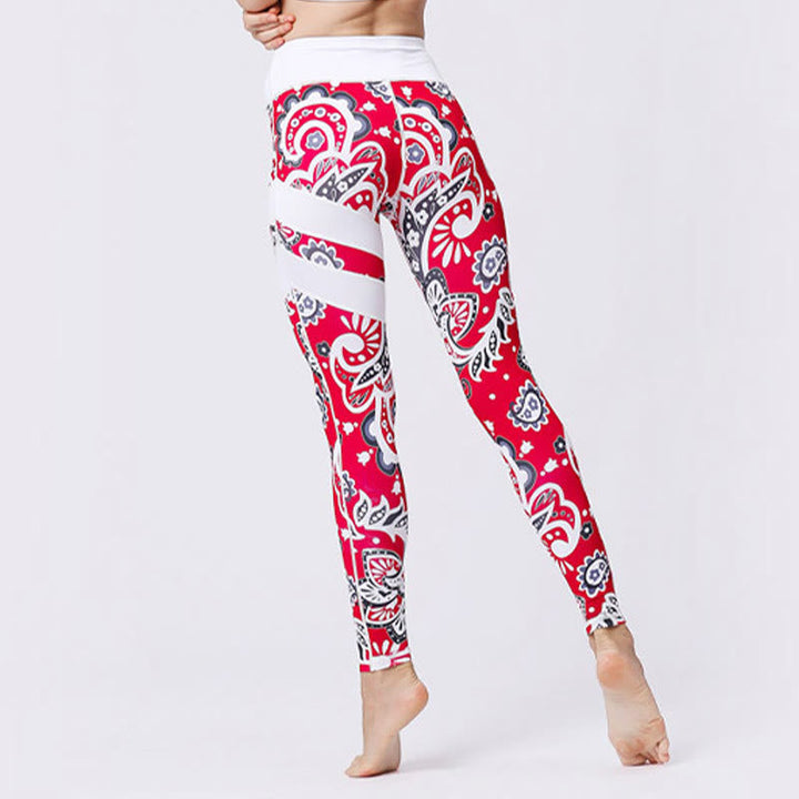 BWOOOH printed yoga leggings - Flower Petal Leaves Print Sports Exercis