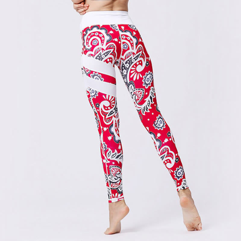 BWOOOH printed yoga leggings - Flower Petal Leaves Print Sports Exercis