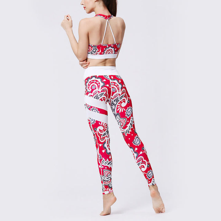 BWOOOH printed yoga leggings - Flower Petal Leaves Print Sports Exercis