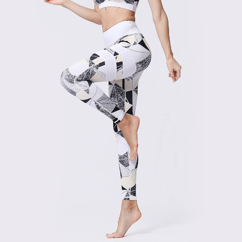 BWOOOH printed yoga leggings - Flower Petal Leaves Print Sports Exercis