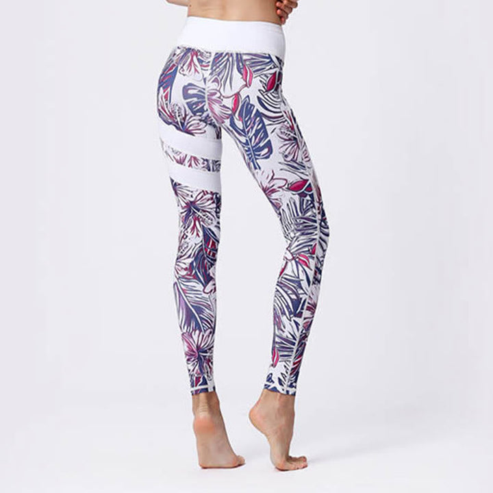 BWOOOH printed yoga leggings - Flower Petal Leaves Print Sports Exercis