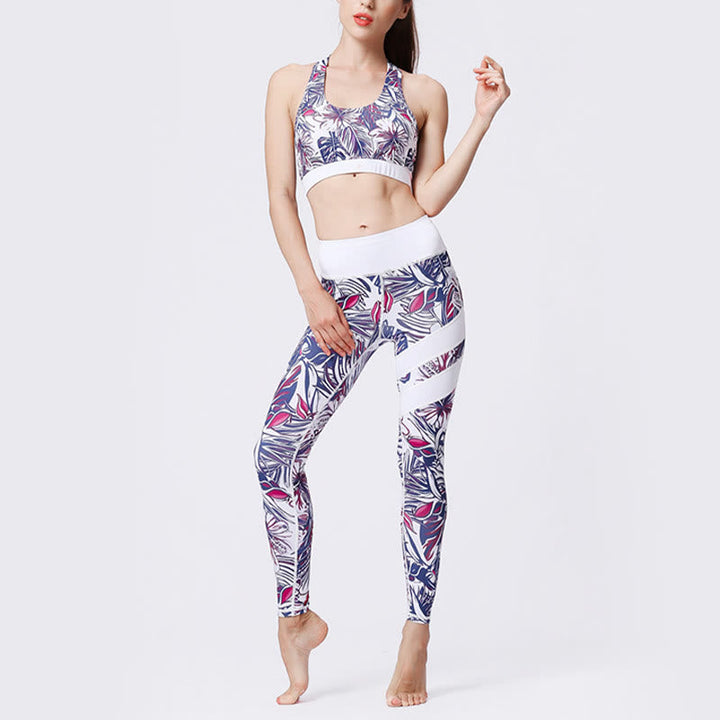 BWOOOH printed yoga leggings - Flower Petal Leaves Print Sports Exercis
