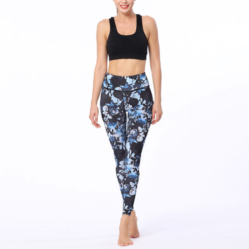 BWOOOH printed yoga leggings - Simple Leaves Print Sports Fitness Leggi