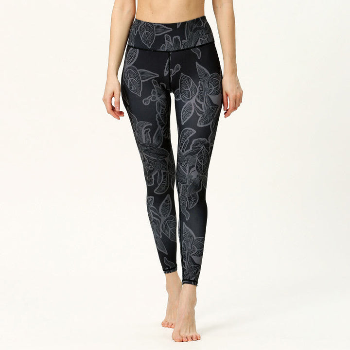 BWOOOH printed yoga leggings - Simple Leaves Print Sports Fitness Leggi