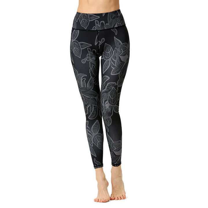 BWOOOH printed yoga leggings - Simple Leaves Print Sports Fitness Leggi