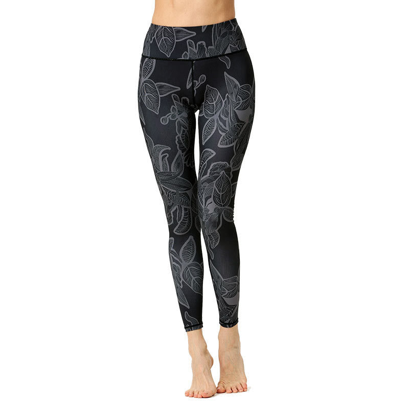 BWOOOH printed yoga leggings - Simple Leaves Print Sports Fitness Leggi
