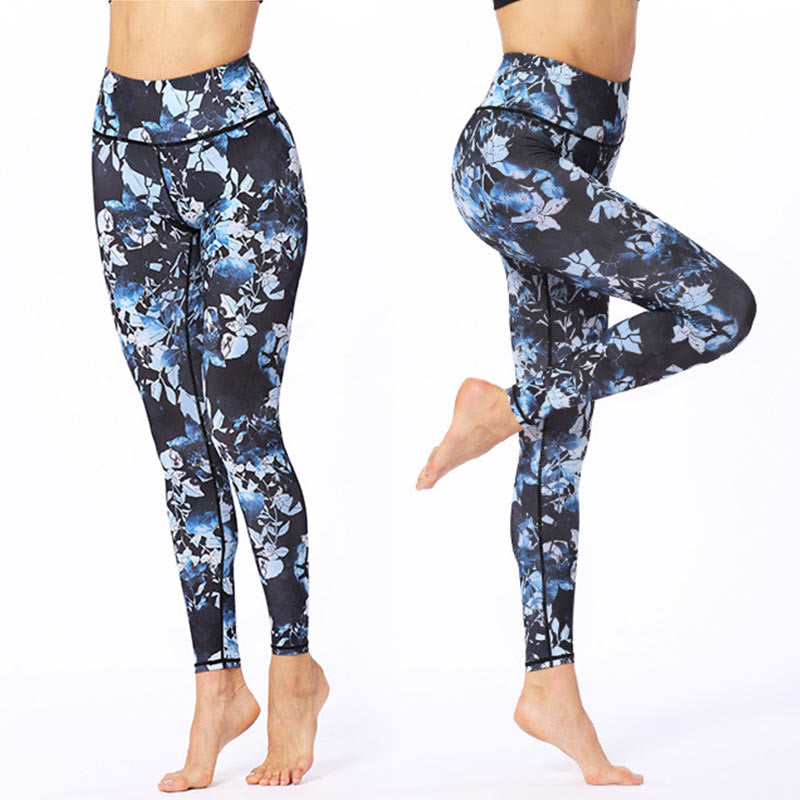 BWOOOH printed yoga leggings - Simple Leaves Print Sports Fitness Leggi