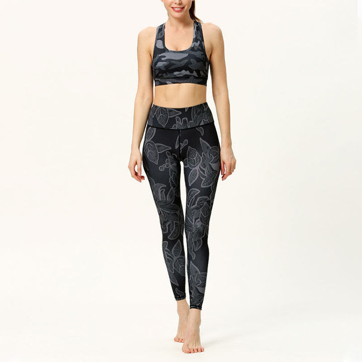 BWOOOH printed yoga leggings - Simple Leaves Print Sports Fitness Leggi