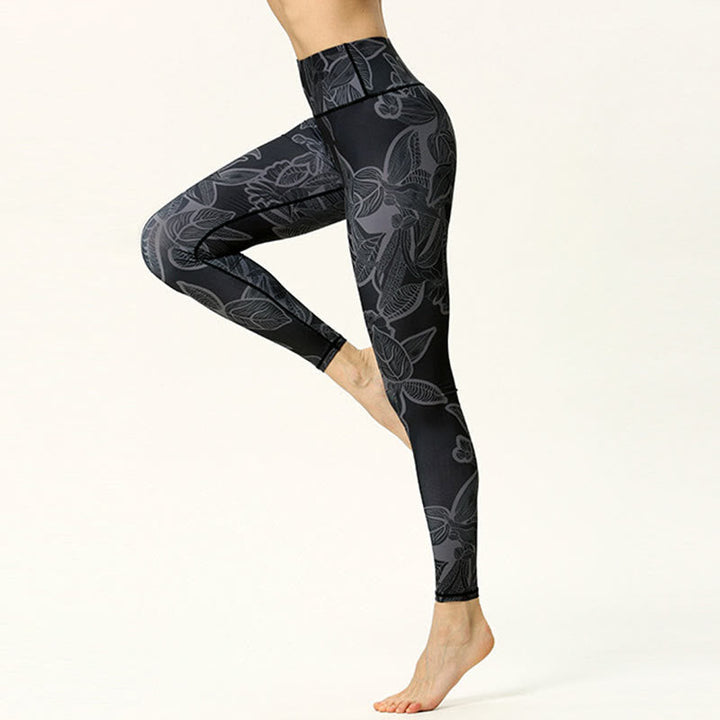 BWOOOH printed yoga leggings - Simple Leaves Print Sports Fitness Leggi