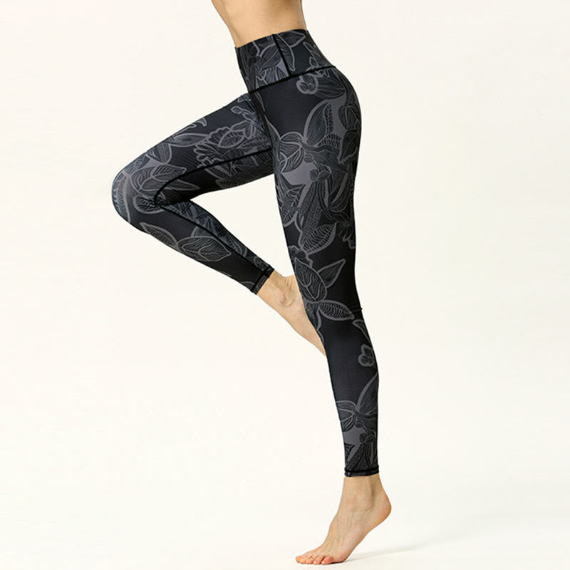 BWOOOH printed yoga leggings - Simple Leaves Print Sports Fitness Leggi