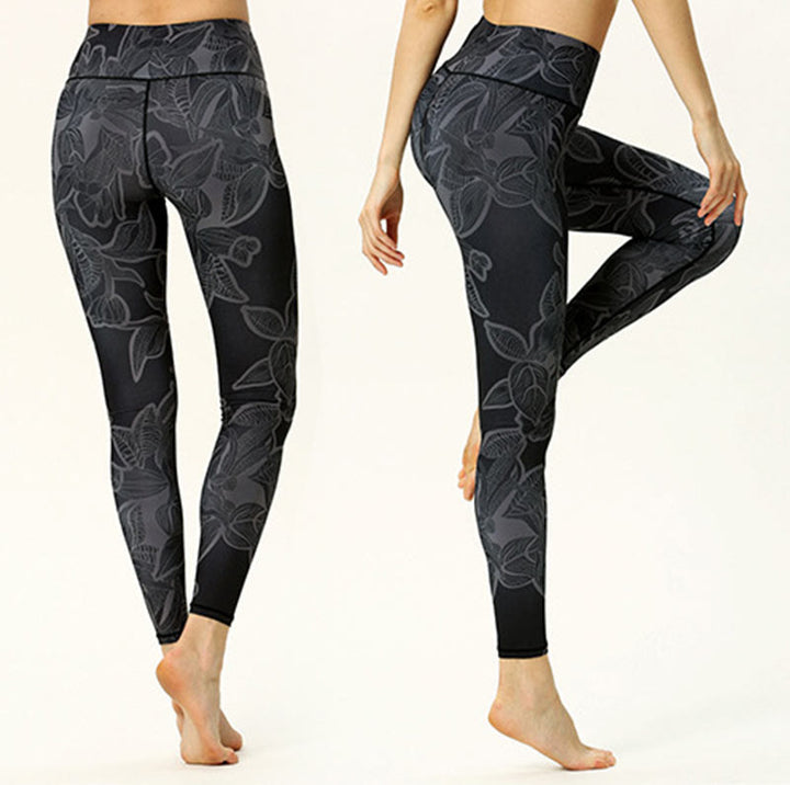 BWOOOH printed yoga leggings - Simple Leaves Print Sports Fitness Leggi