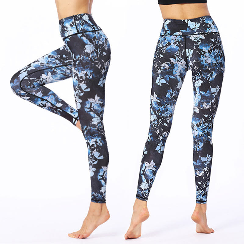 BWOOOH printed yoga leggings - Simple Leaves Print Sports Fitness Leggi