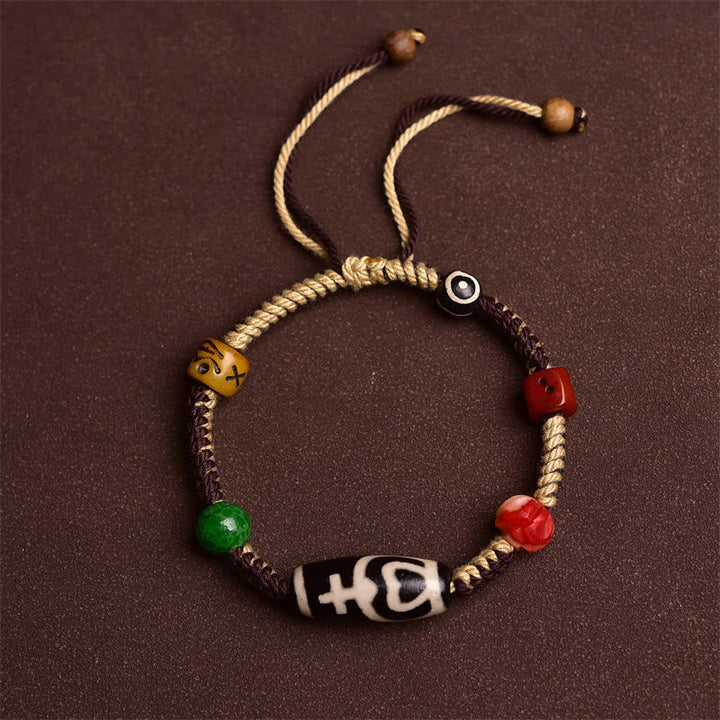 BWOOOH Handmade Tibetan Dzi Bead Wealth Braided Rope Bracelet