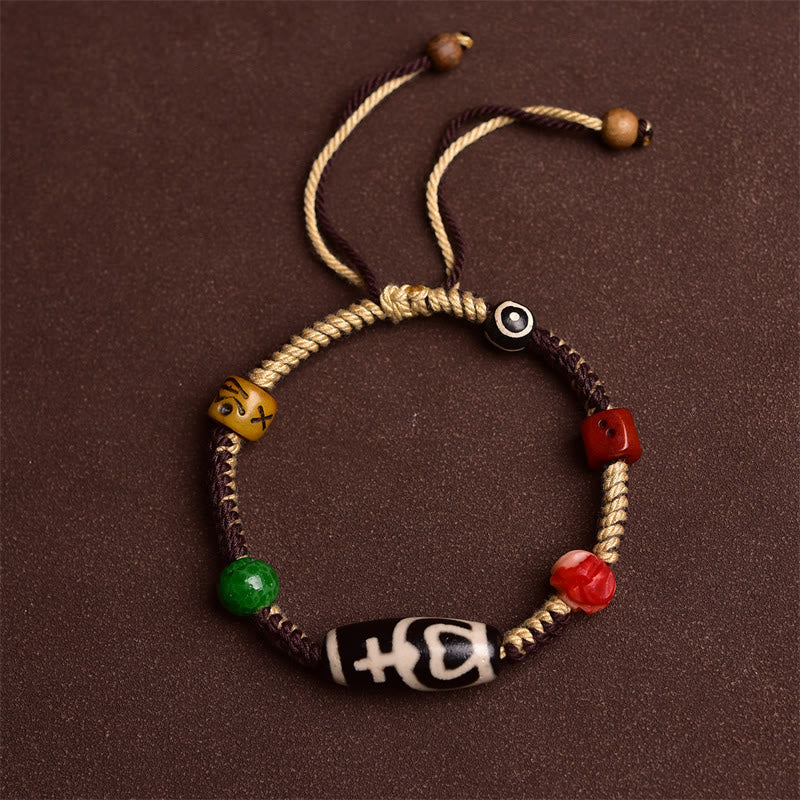 BWOOOH Handmade Tibetan Dzi Bead Wealth Braided Rope Bracelet