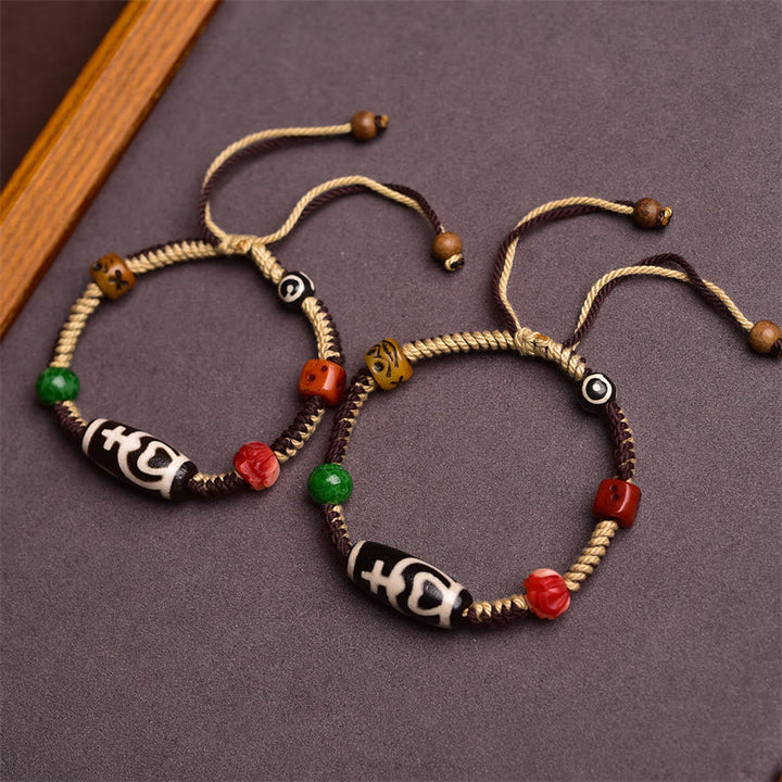 BWOOOH Handmade Tibetan Dzi Bead Wealth Braided Rope Bracelet