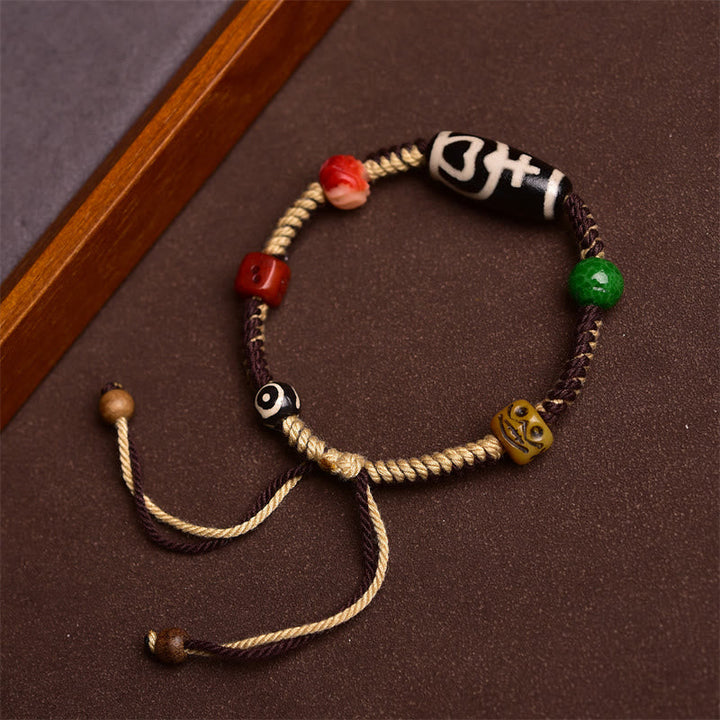 BWOOOH Handmade Tibetan Dzi Bead Wealth Braided Rope Bracelet
