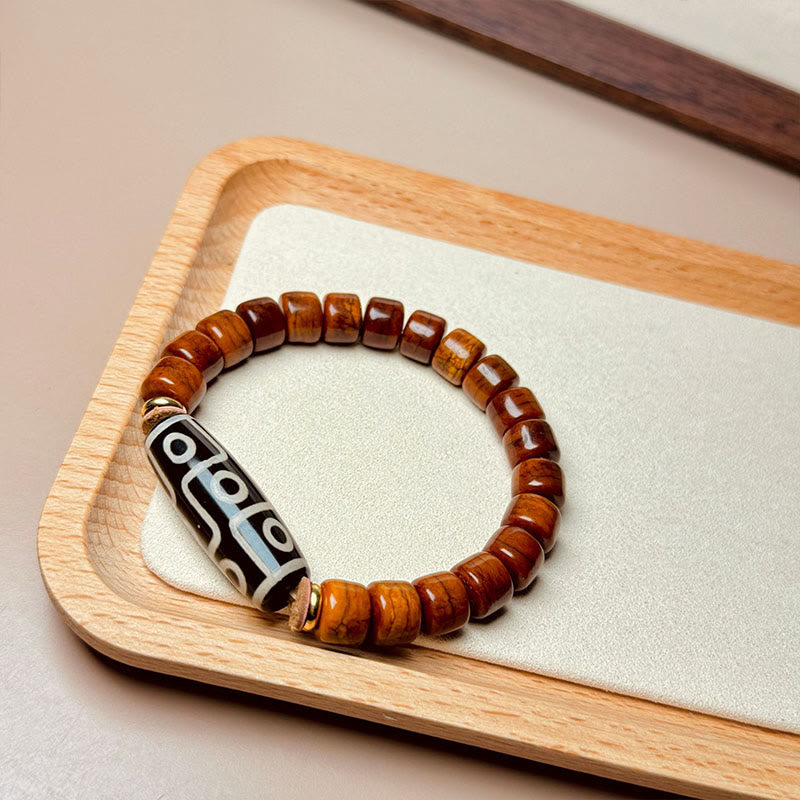 BWOOOH Tibetan Bone Beads Nine-Eye Dzi Bead Protection Bracelet