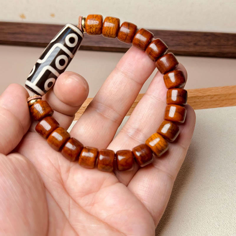 BWOOOH Tibetan Bone Beads Nine-Eye Dzi Bead Protection Bracelet