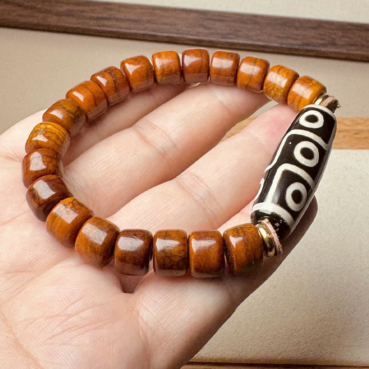 BWOOOH Tibetan Bone Beads Nine-Eye Dzi Bead Protection Bracelet