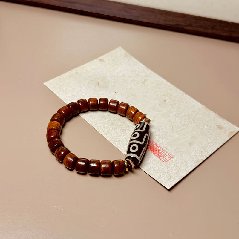 BWOOOH Tibetan Bone Beads Nine-Eye Dzi Bead Protection Bracelet