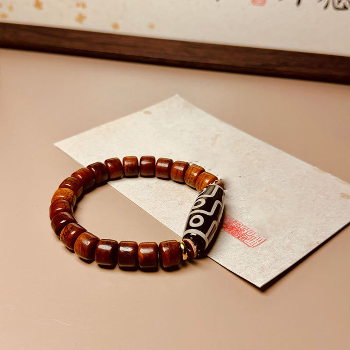 BWOOOH Tibetan Bone Beads Nine-Eye Dzi Bead Protection Bracelet