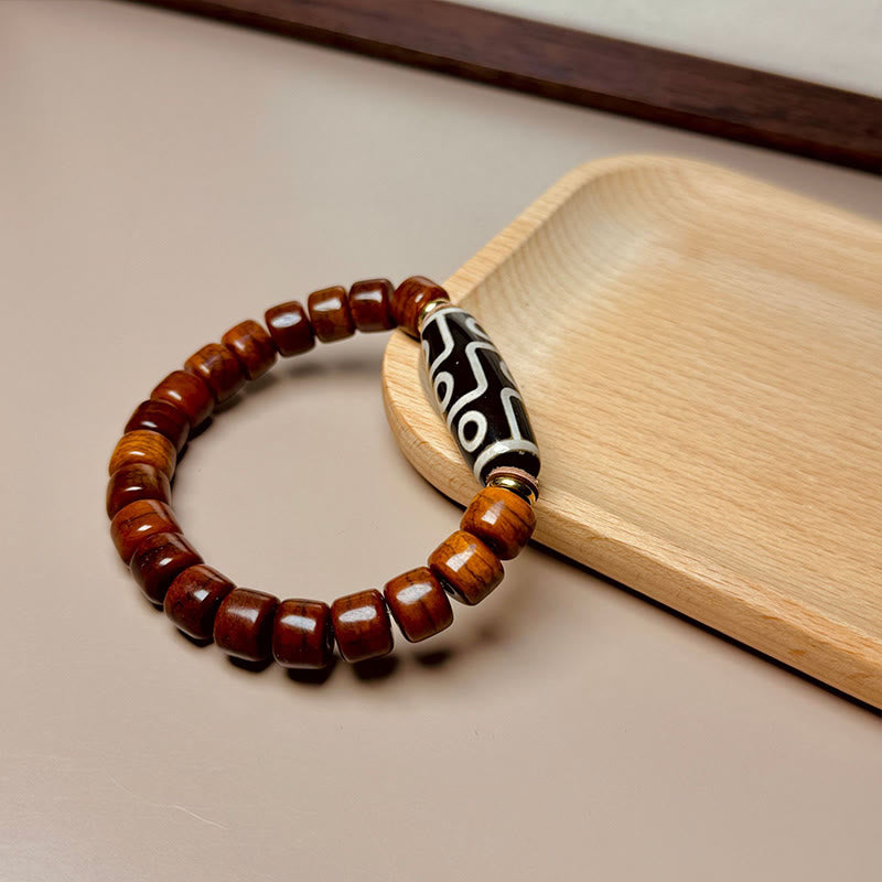BWOOOH Tibetan Bone Beads Nine-Eye Dzi Bead Protection Bracelet