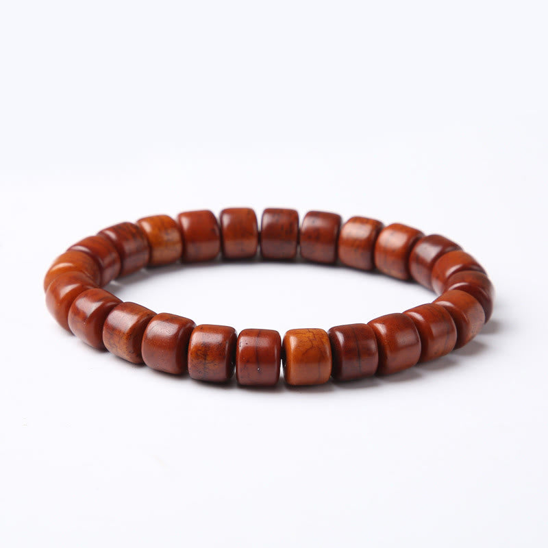 BWOOOH Tibetan Bone Beads Three-Eyed Dzi Bead Sheep Horn Red Agate Strength Bracelet