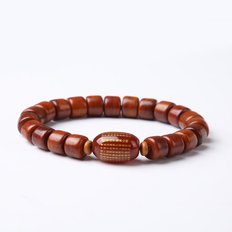BWOOOH Tibetan Bone Beads Three-Eyed Dzi Bead Sheep Horn Red Agate Strength Bracelet