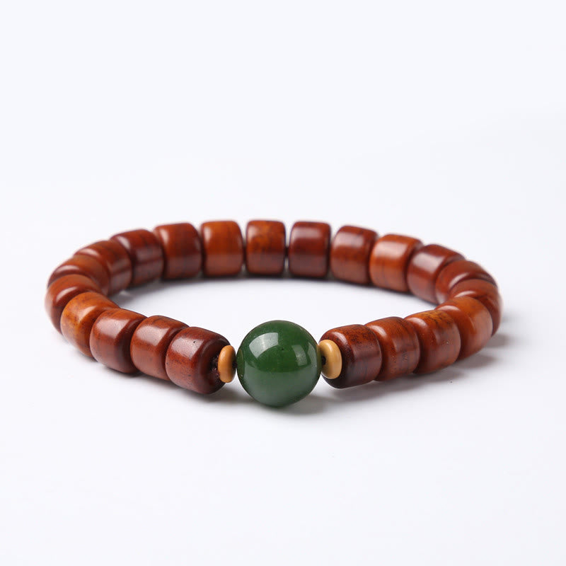 BWOOOH Tibetan Bone Beads Three-Eyed Dzi Bead Sheep Horn Red Agate Strength Bracelet