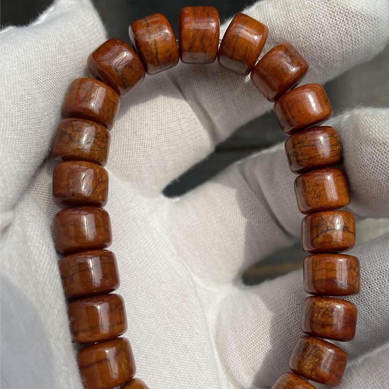 BWOOOH Tibetan Bone Beads Three-Eyed Dzi Bead Sheep Horn Red Agate Strength Bracelet