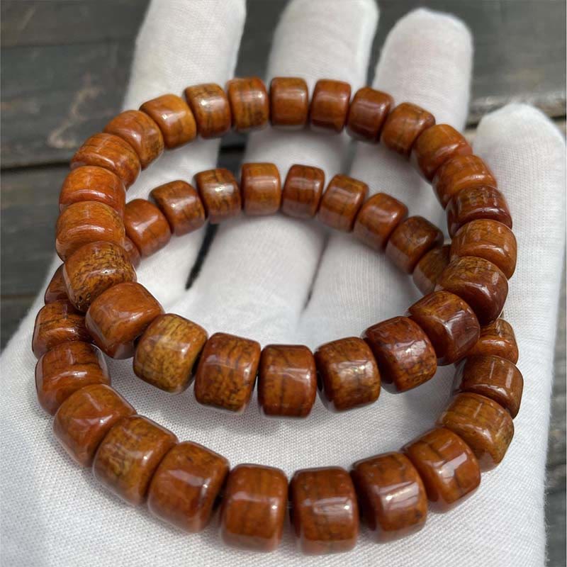 BWOOOH Tibetan Bone Beads Three-Eyed Dzi Bead Sheep Horn Red Agate Strength Bracelet