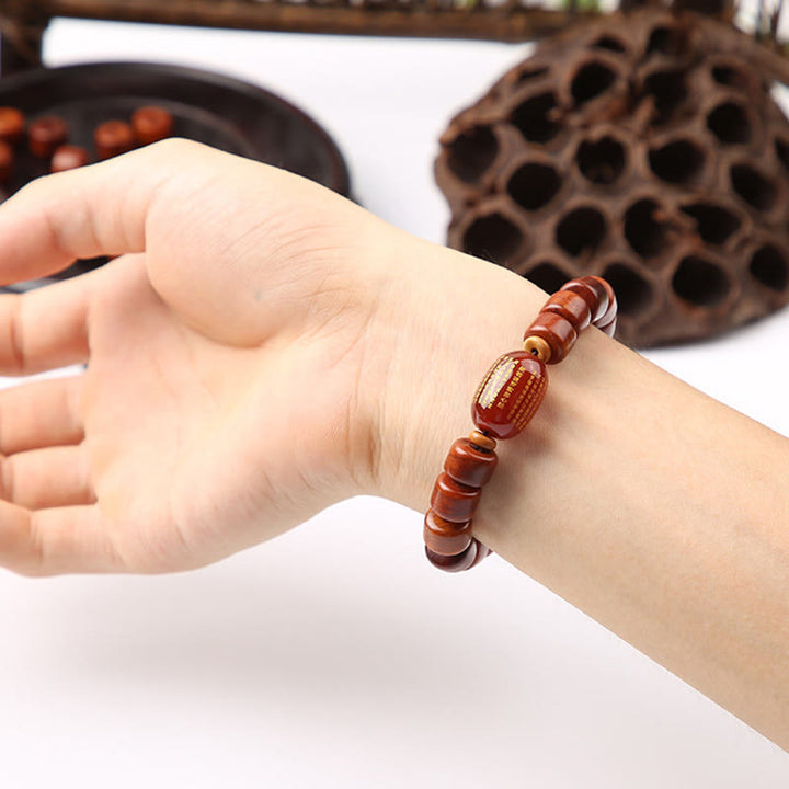 BWOOOH Tibetan Bone Beads Three-Eyed Dzi Bead Sheep Horn Red Agate Strength Bracelet