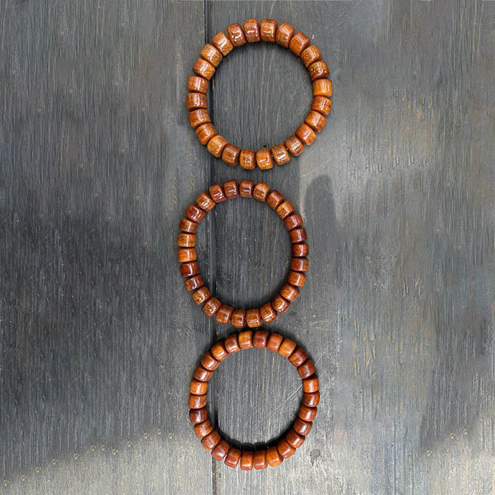 BWOOOH Tibetan Bone Beads Three-Eyed Dzi Bead Sheep Horn Red Agate Strength Bracelet
