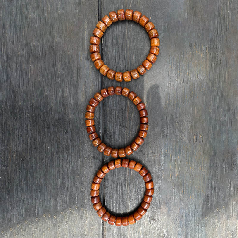 BWOOOH Tibetan Bone Beads Three-Eyed Dzi Bead Sheep Horn Red Agate Strength Bracelet
