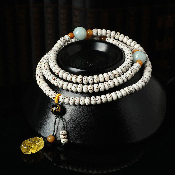 BWOOOH Tibetan Bodhi Seed Amber Agate Wealth Bracelet