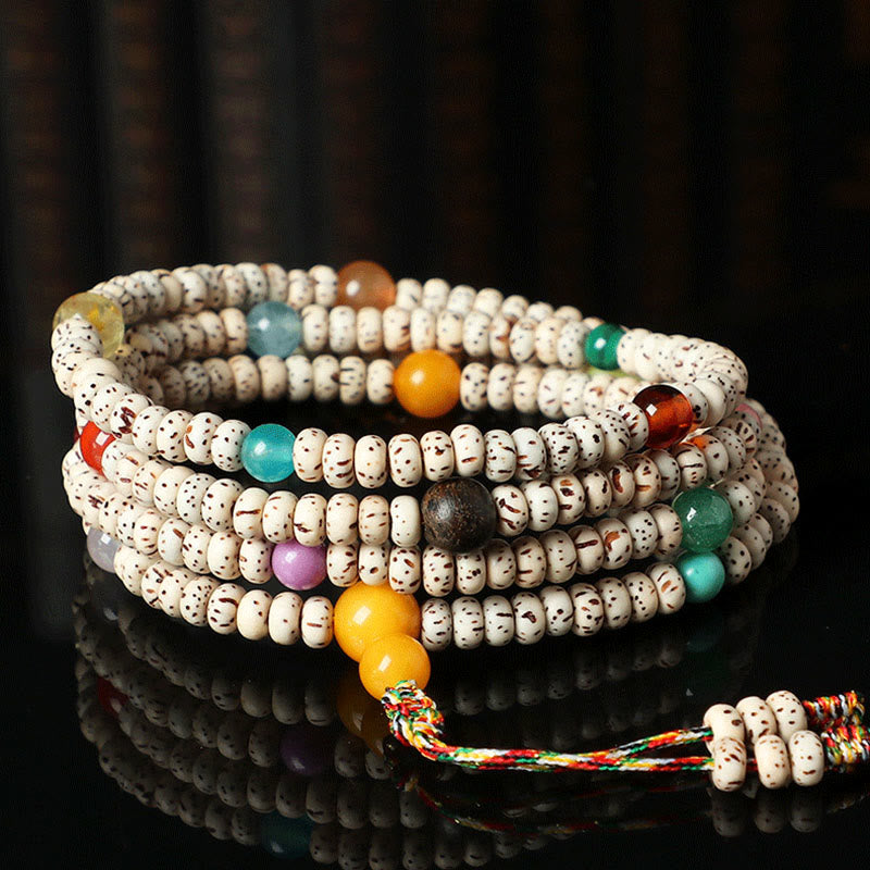 BWOOOH Tibetan Bodhi Seed Amber Agate Wealth Bracelet