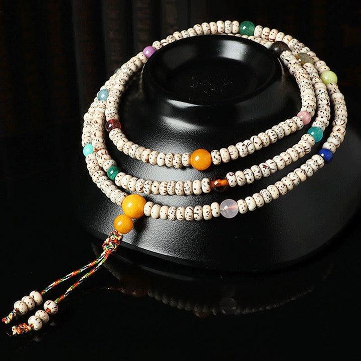 BWOOOH Tibetan Bodhi Seed Amber Agate Wealth Bracelet