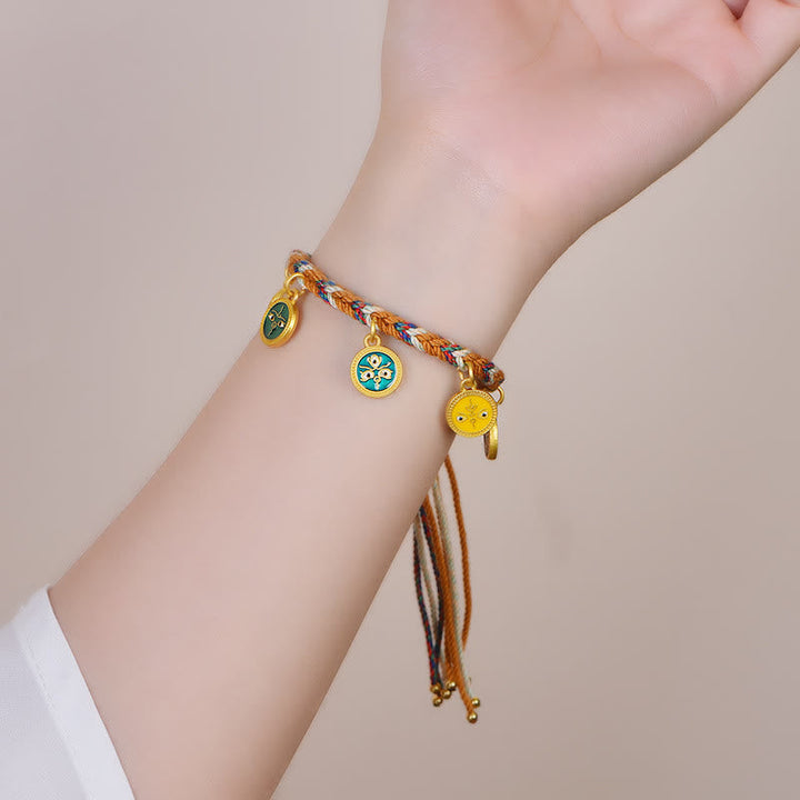 BWOOOH Handmade Tibetan Multicolored Rope Five God Of Wealth Luck Bracelet