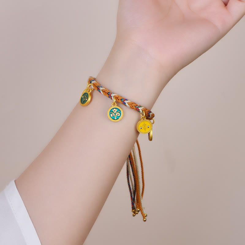 BWOOOH Handmade Tibetan Multicolored Rope Five God Of Wealth Luck Bracelet